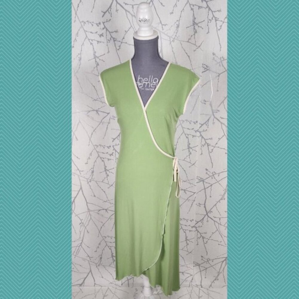 Narcissist Pale Green Stretch Knit Midi Wrap Dress